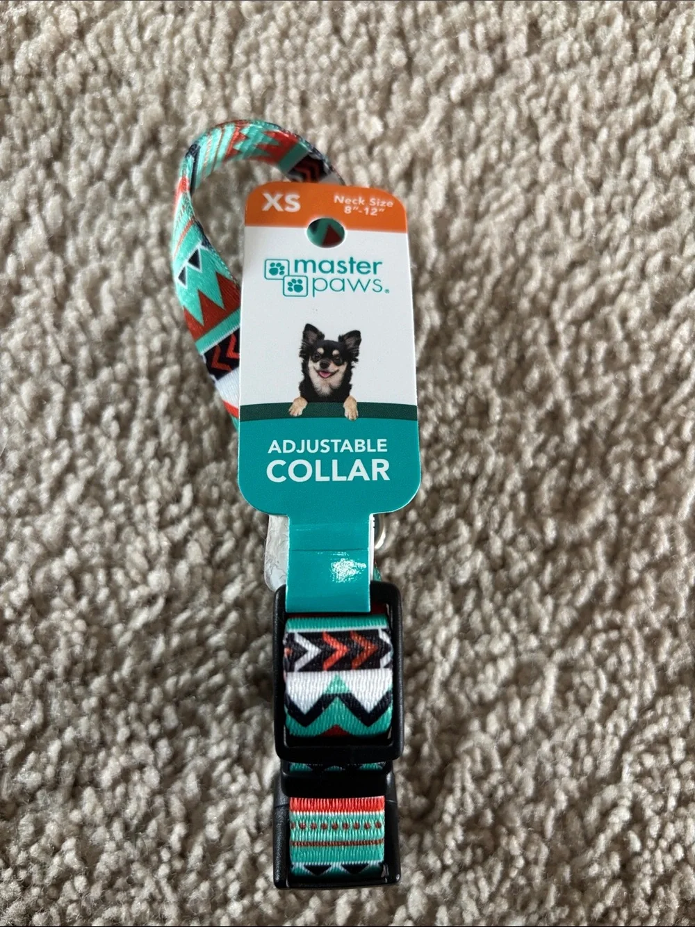 Master Paws Adjustable Dog Collar in Teal and Orange X-Small 8